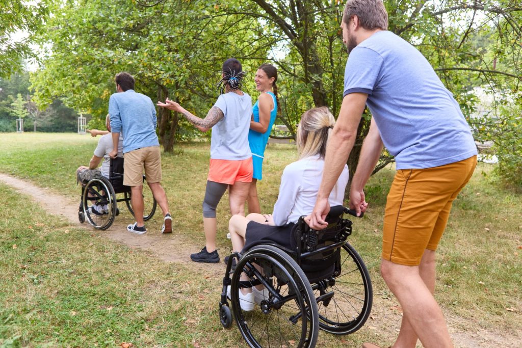 Disabled friends on a walk